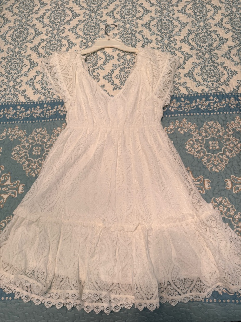 White Lace Mini Dress - Womens